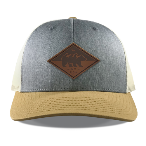 Richardson-115-heather-birch-gold-snapback-trucker-north-carolina-bear-leather-patch