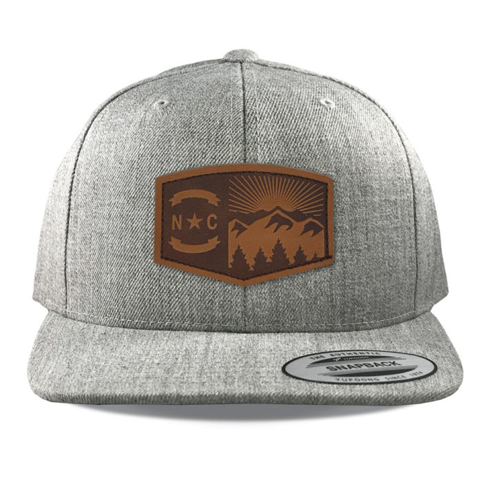 Yupoong-6089-heather-grey-north-carolina-mountains-leather-patch-hat