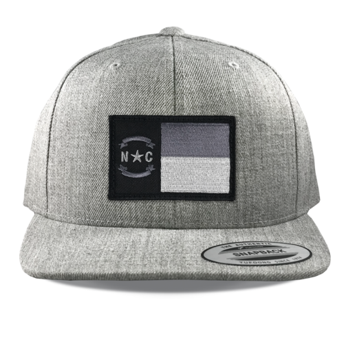 Yupoong-6089-heather-snapback-flatbill-north-carolina-flag-patch