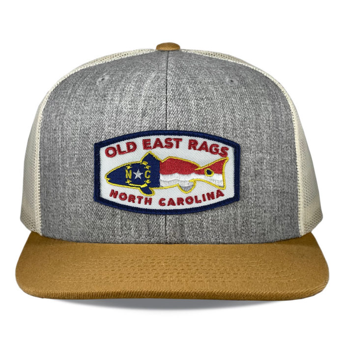 Richardson-511-heather-birch-gold-snapback-flatbill-old-east-rags-fishing-patch