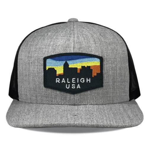 Richardson-511-heather-black-snapback-flatbill-raleigh-skyline-patch